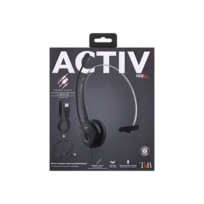 T'nB ACTIV 100M - casque filaire avec micro - mono oreillette - noir