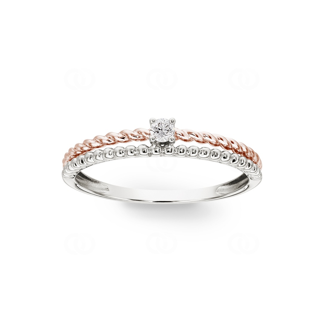 Ring 750/18 K Rosé-/ Weissgold mit Diamanten 0.06 ct H/si