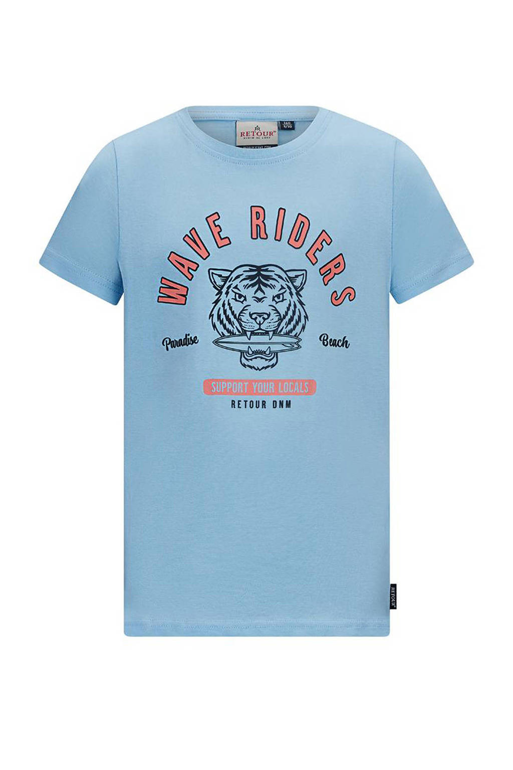 Retour Jeans T-shirt Raoul met printopdruk lichtblauw
