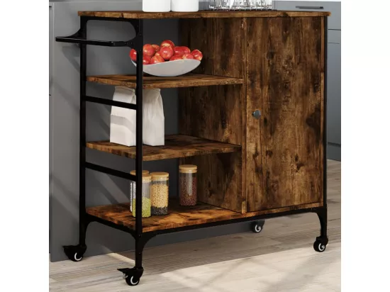 Chariot de cuisine chêne fumé 87,5x38,5x84,5 cm bois ingénierie
