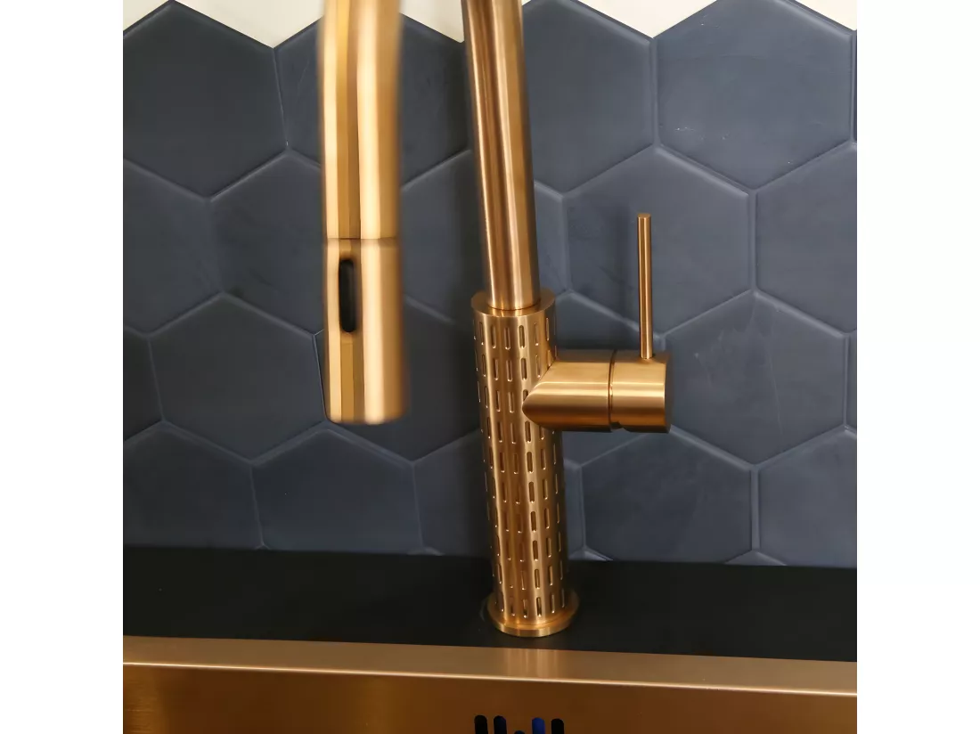 Architek mitigeur évier douchette extractible cuivre brossé - Essebagno