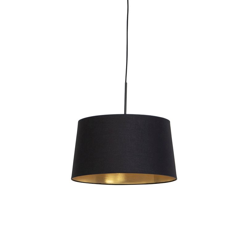 Hanglamp met katoenen kap zwart met goud 40 cm  - Combi