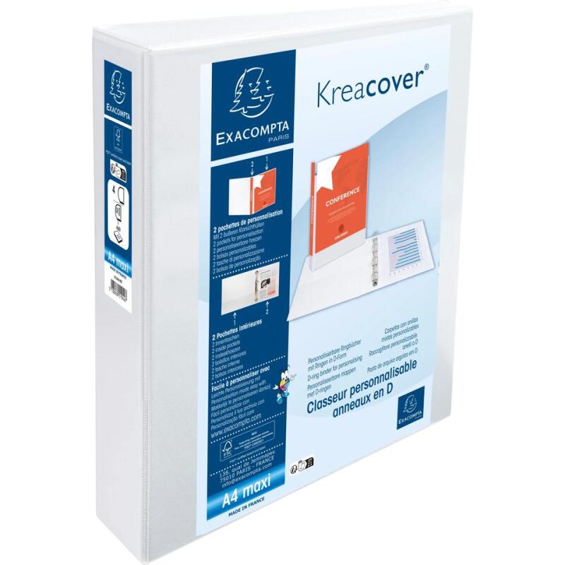 Classeur PP personnalisable Kreacover - 4 anneaux en D 50mm - A4 maxi