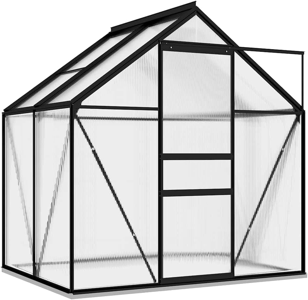 vidaXL Gewächshaus UV-beständig Wärmeisolierend Treibhaus Tomatenhaus Frühbeet Garten Pflanzenhaus Gartenhaus Anthrazit Aluminium 2,47m²