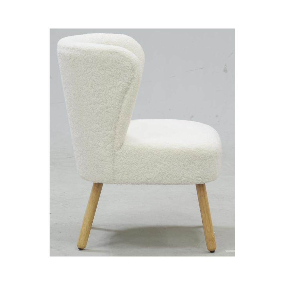 Fauteuil bois et bouclettes blanc