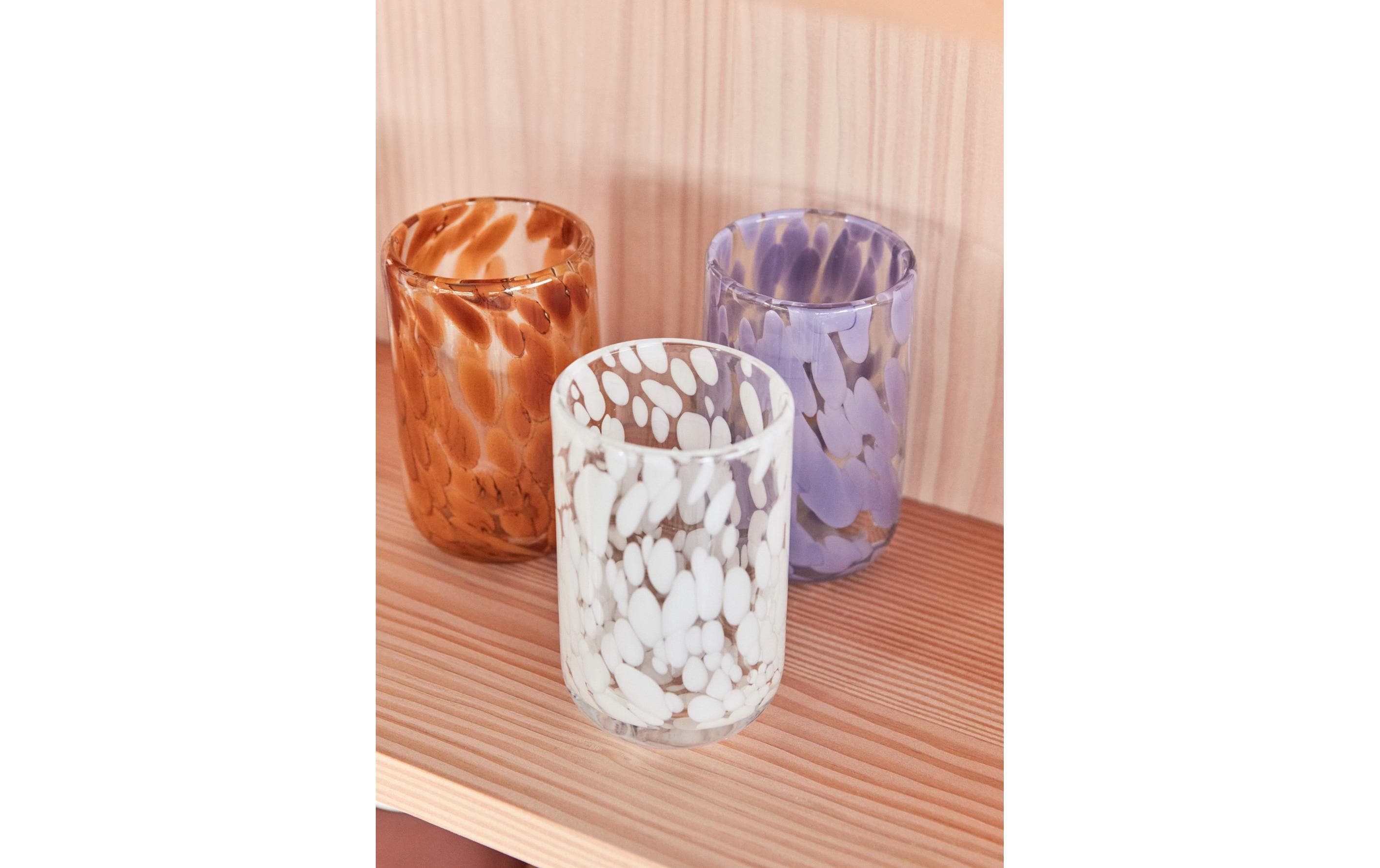 Trinkglas Jali 200 ml, 1 Stück, Lavendel/TransparentHandgefertigtes Glas