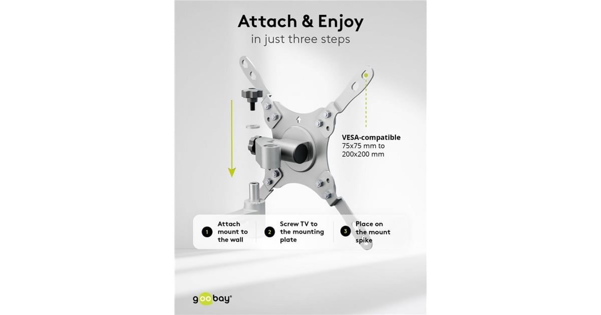 goobayTV Wall Mount Caravan FULLMOTION (M), 13 to 43 inch wandmontage   (Zilver)
