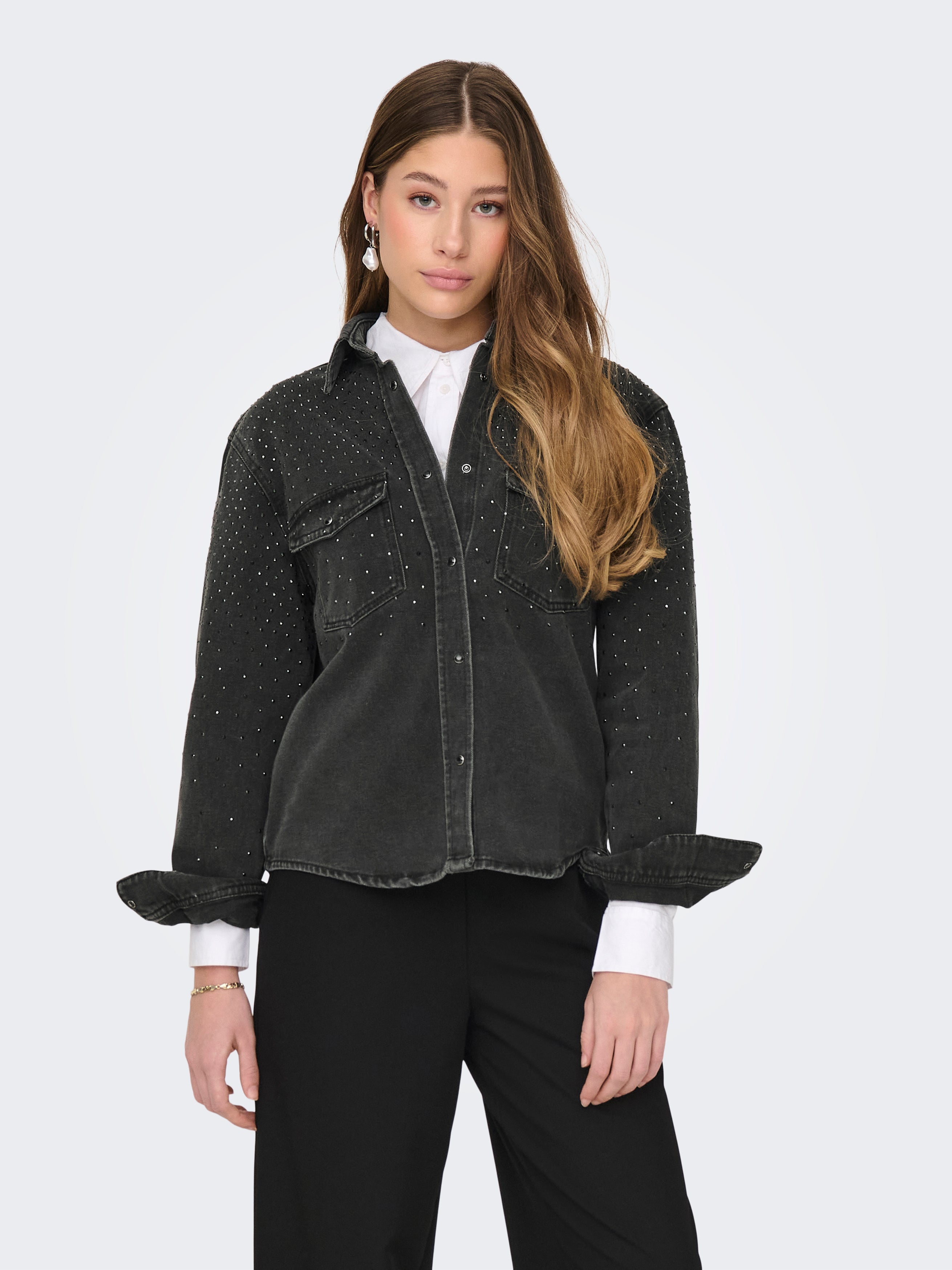 JDYSTINE Jeanshemd Black Denim