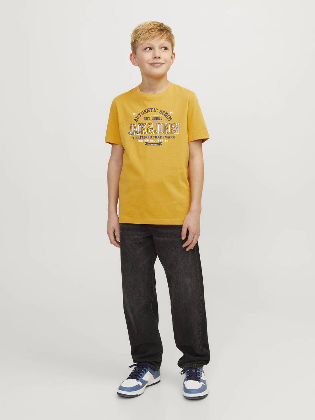 JACK & JONES T-shirt JJELOGO met logo honinggeel