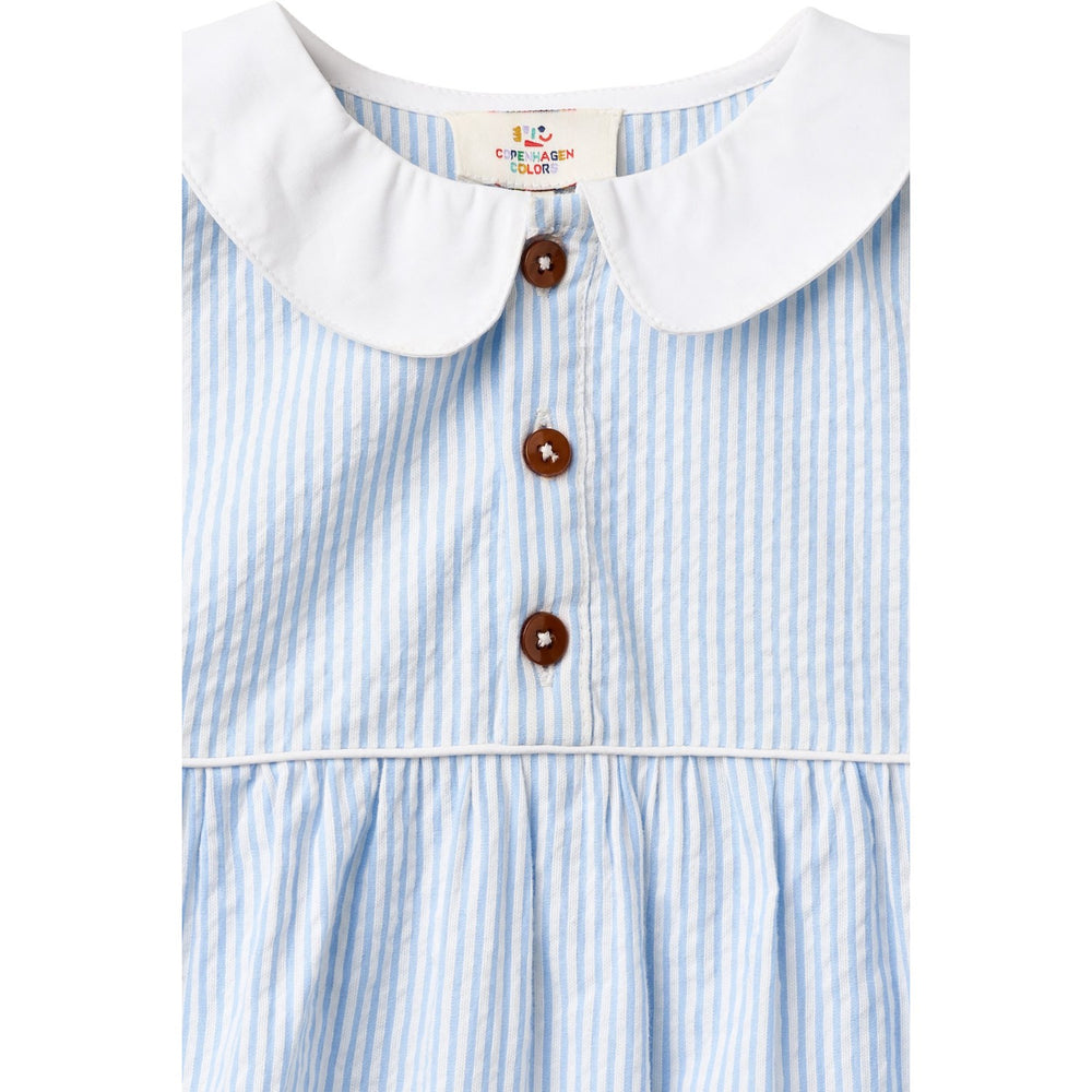 Køb COPENHAGEN COLORS Sky Blue W Cream Stripe Seersucker Romper W. Krave
