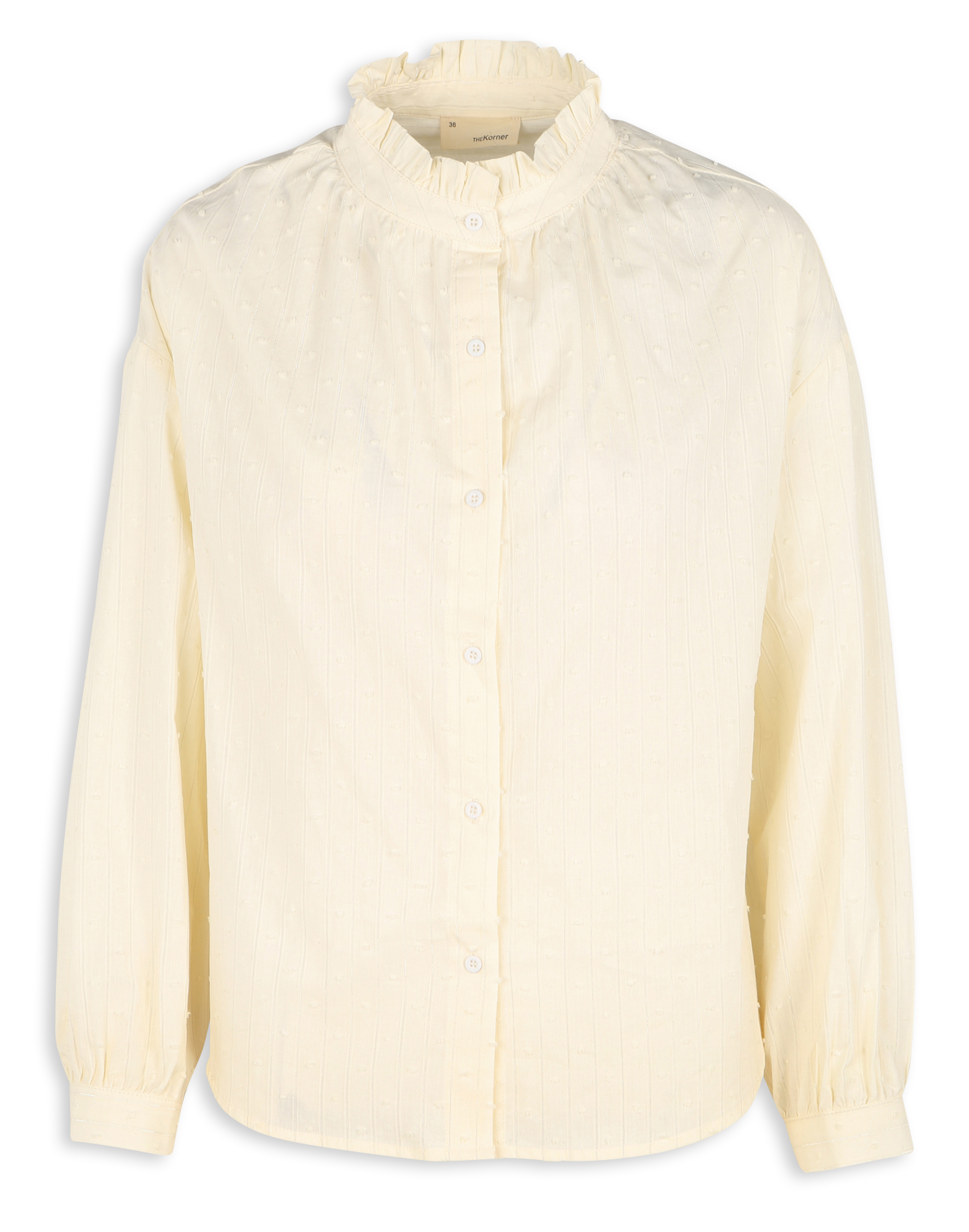 Chemise ample col montant en coton mélangé | Beige