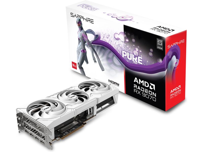 SAPPHIRE Grafikkarte PURE AMD Radeon RX 9070 OC 16 GB Gamer-Grafikkarte mit 16 GB GDDR6-Speicher