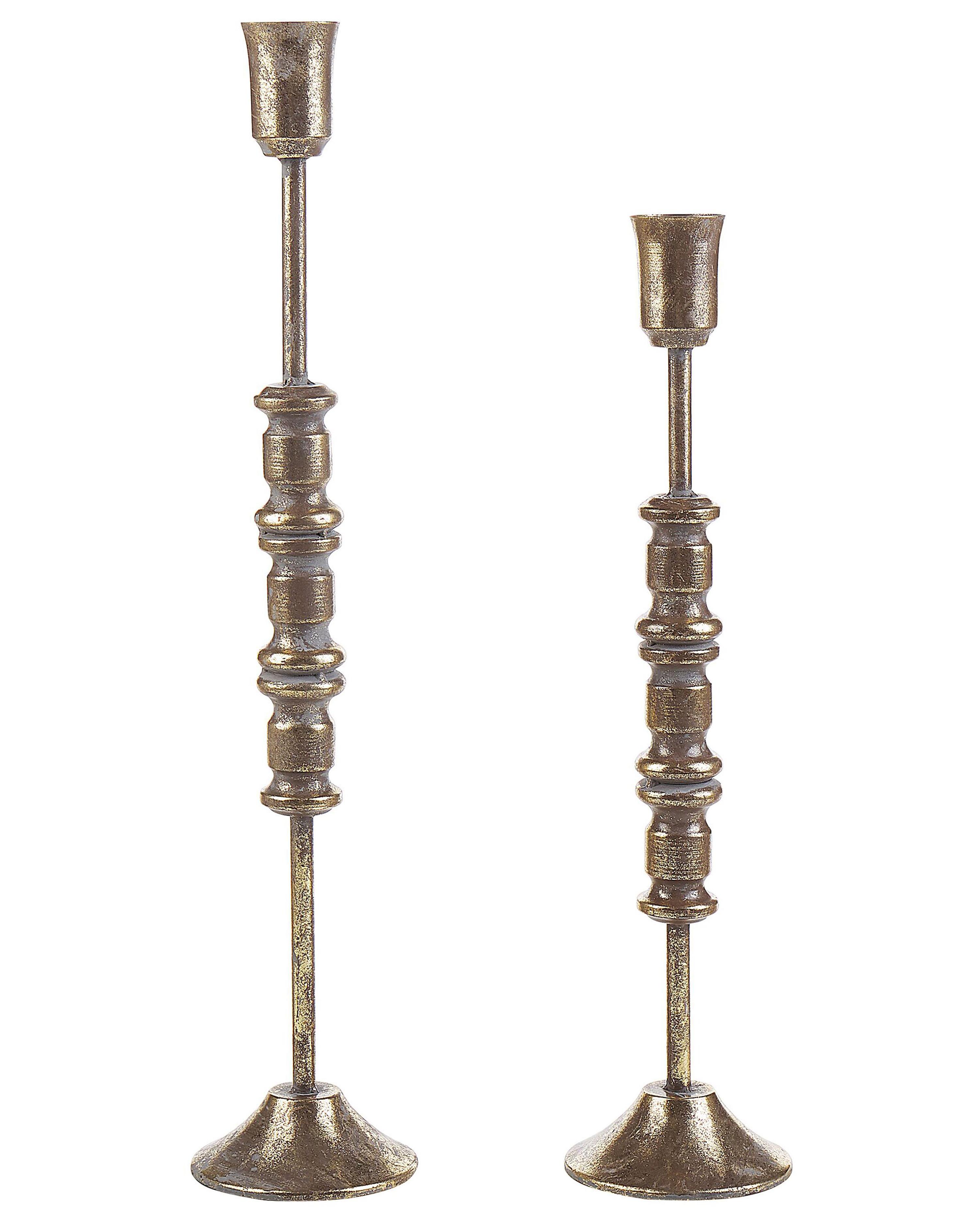 Set van 2 kaarshouders SALAMINA Metaal 63/49 cm Goud