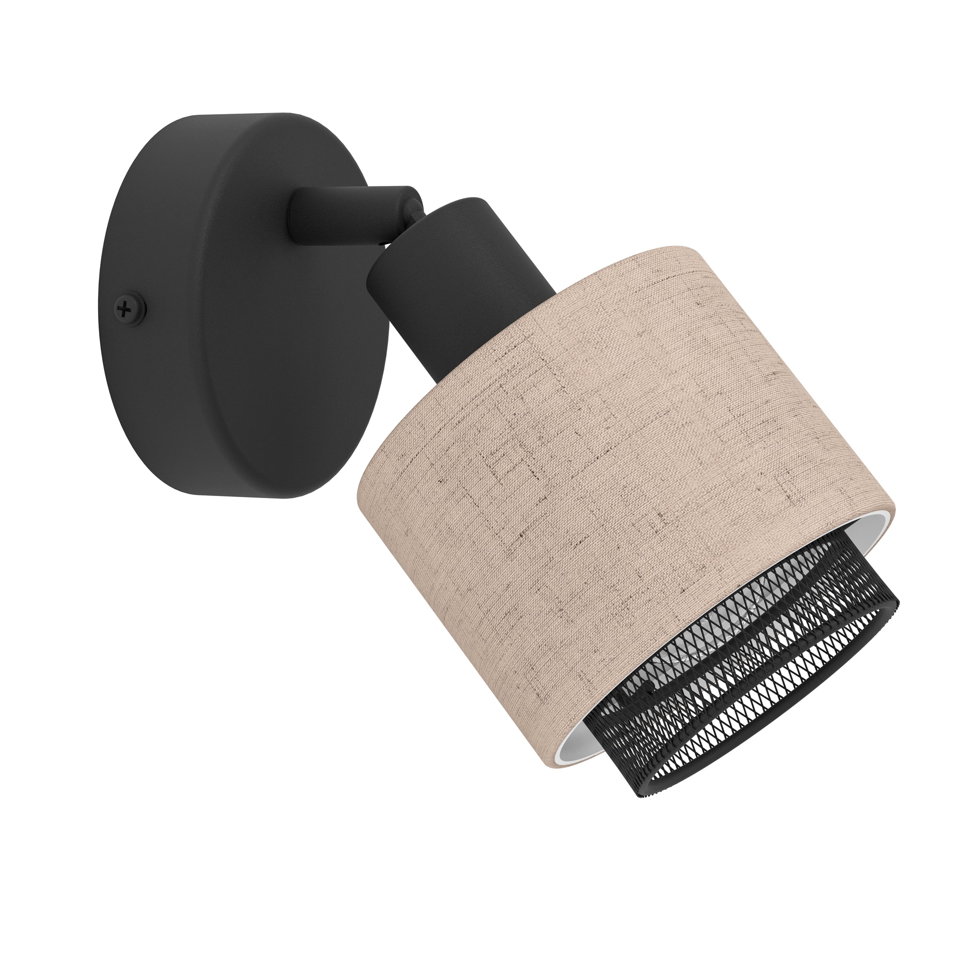 EGLO Retrofit Wandleuchte mit 1 Spot ROSLEY schwarz /naturfarbig