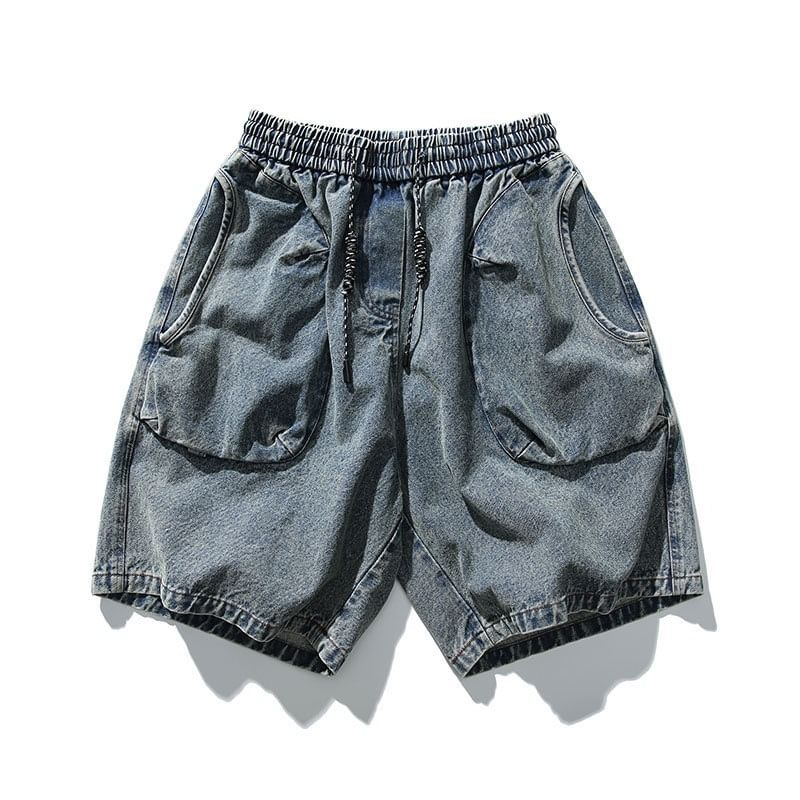 Adotuastic - Gewassen wijde denim shorts met trekkoord in de taille