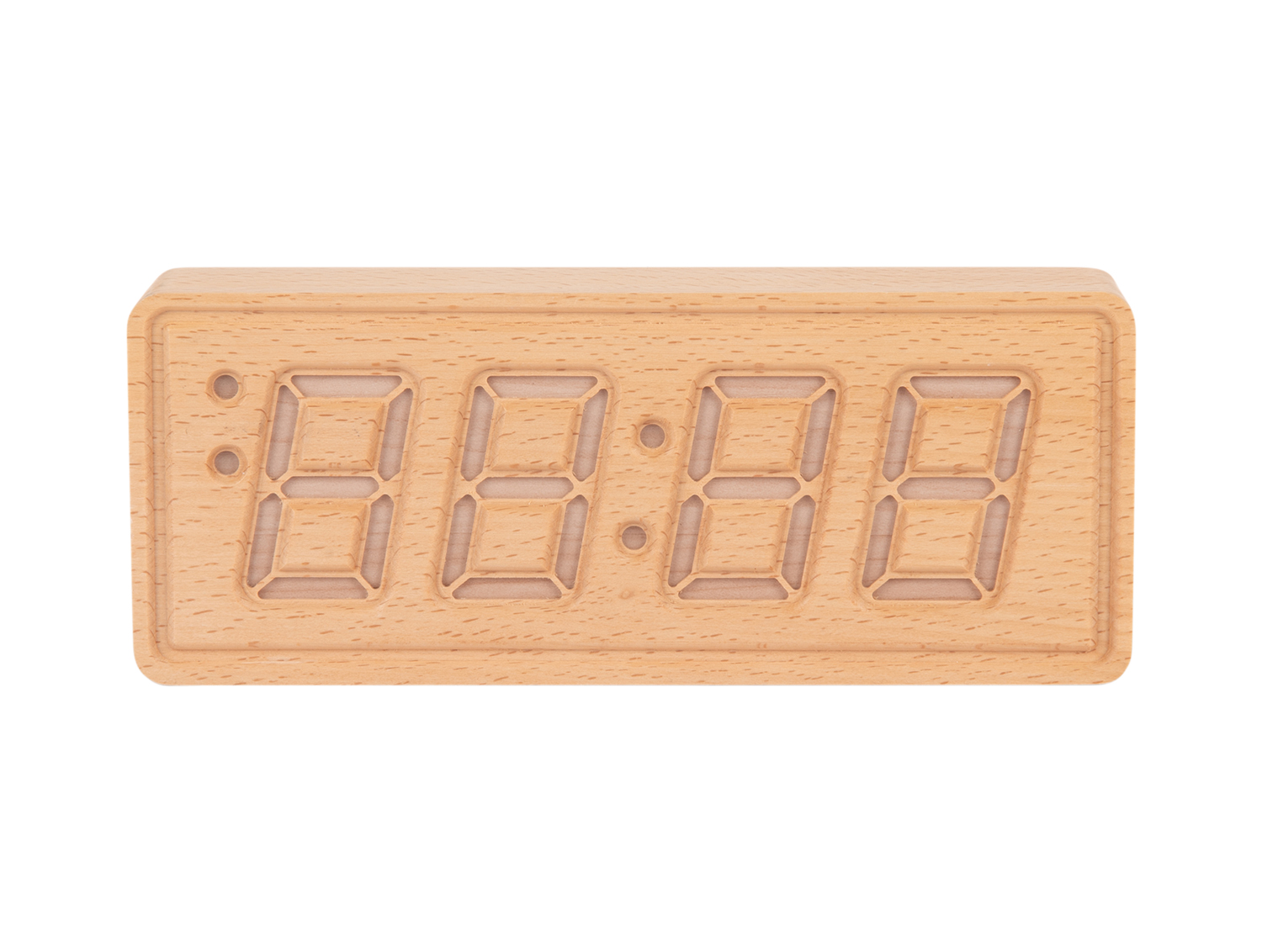 Wekker Solid Wood Engraved - Licht hout
