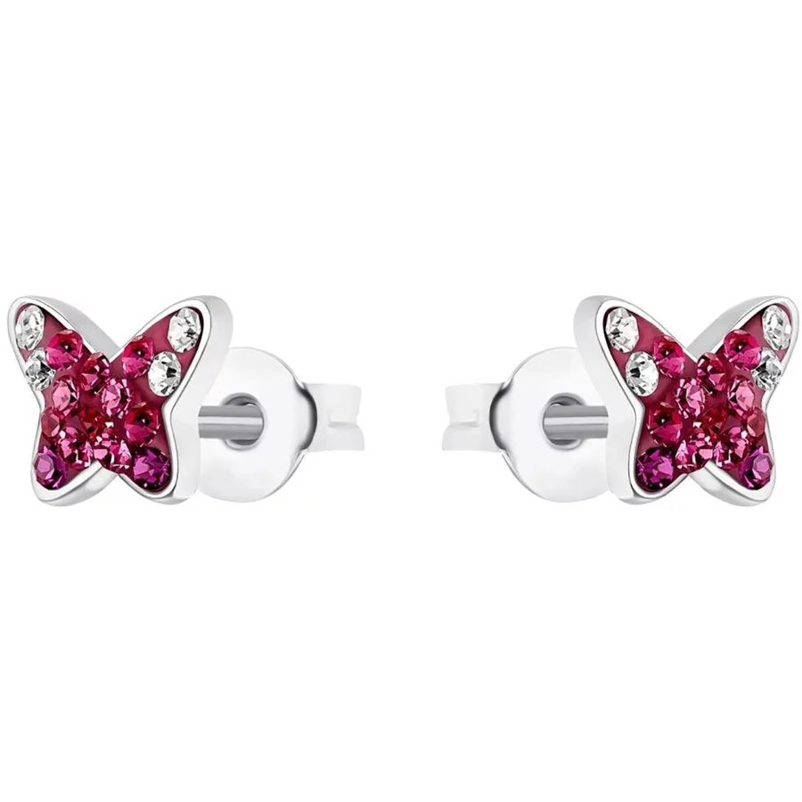 Prinzessin Lillifee Mädchen-Ohrringe Schmetterling Ohrstecker Silber pink