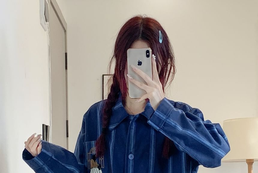 GOUB - Pyjamaset: gestreepte top met lange mouwen + broek