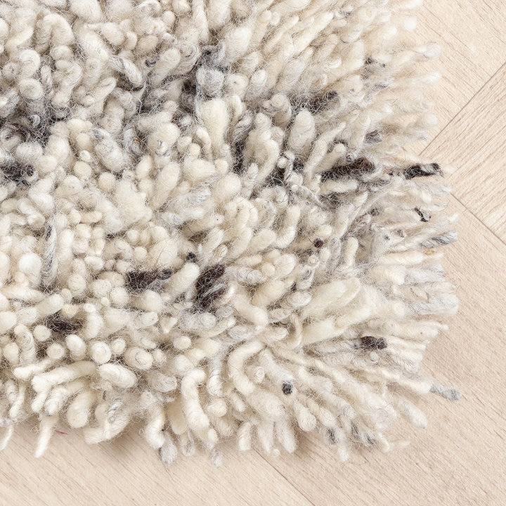 Hoogpolig Wollen vloerkleed - Royal Creme / Grijs Gemeleerd
