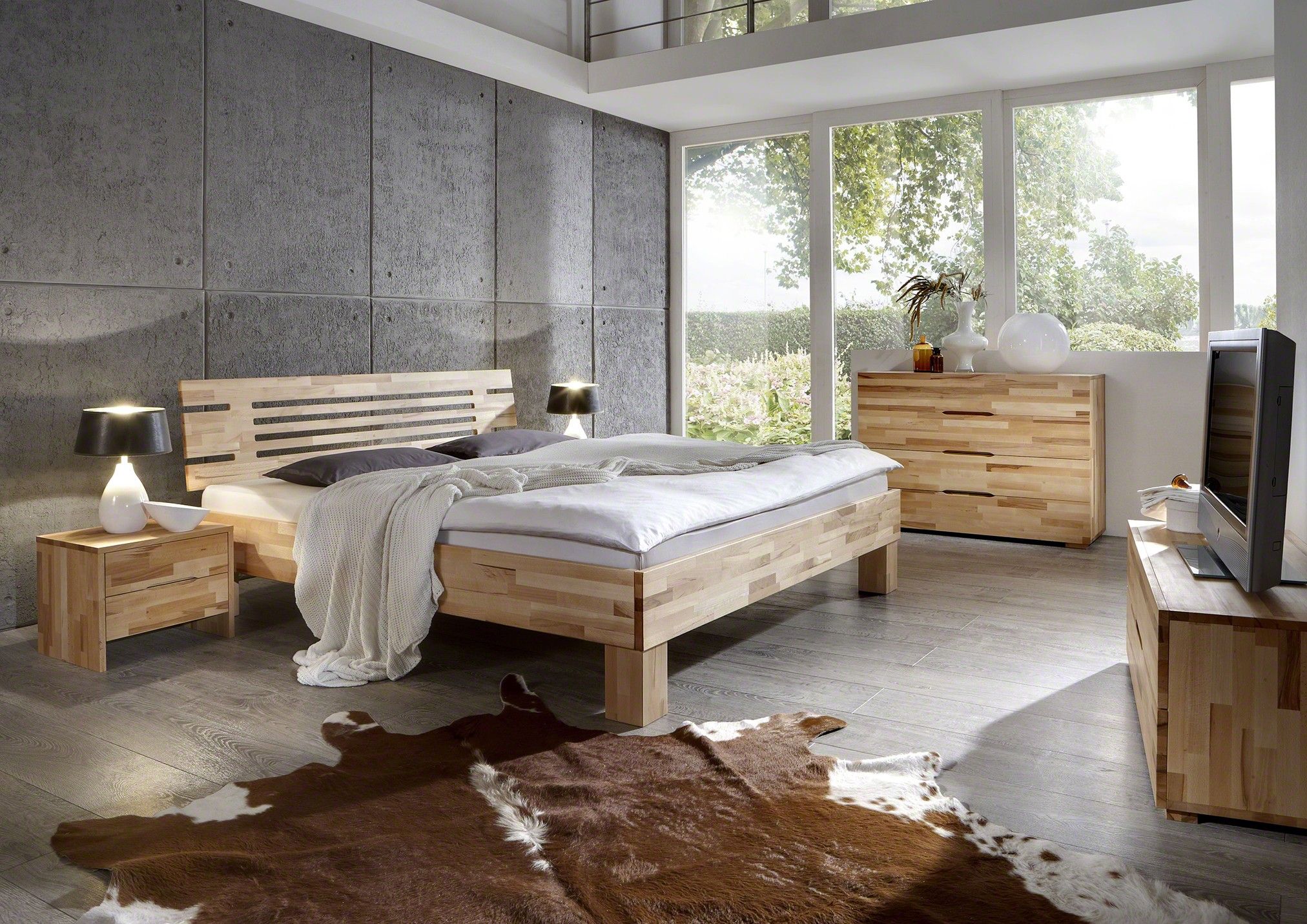 Holzbett Classic 90 x 190 cm Kernbuche geölt