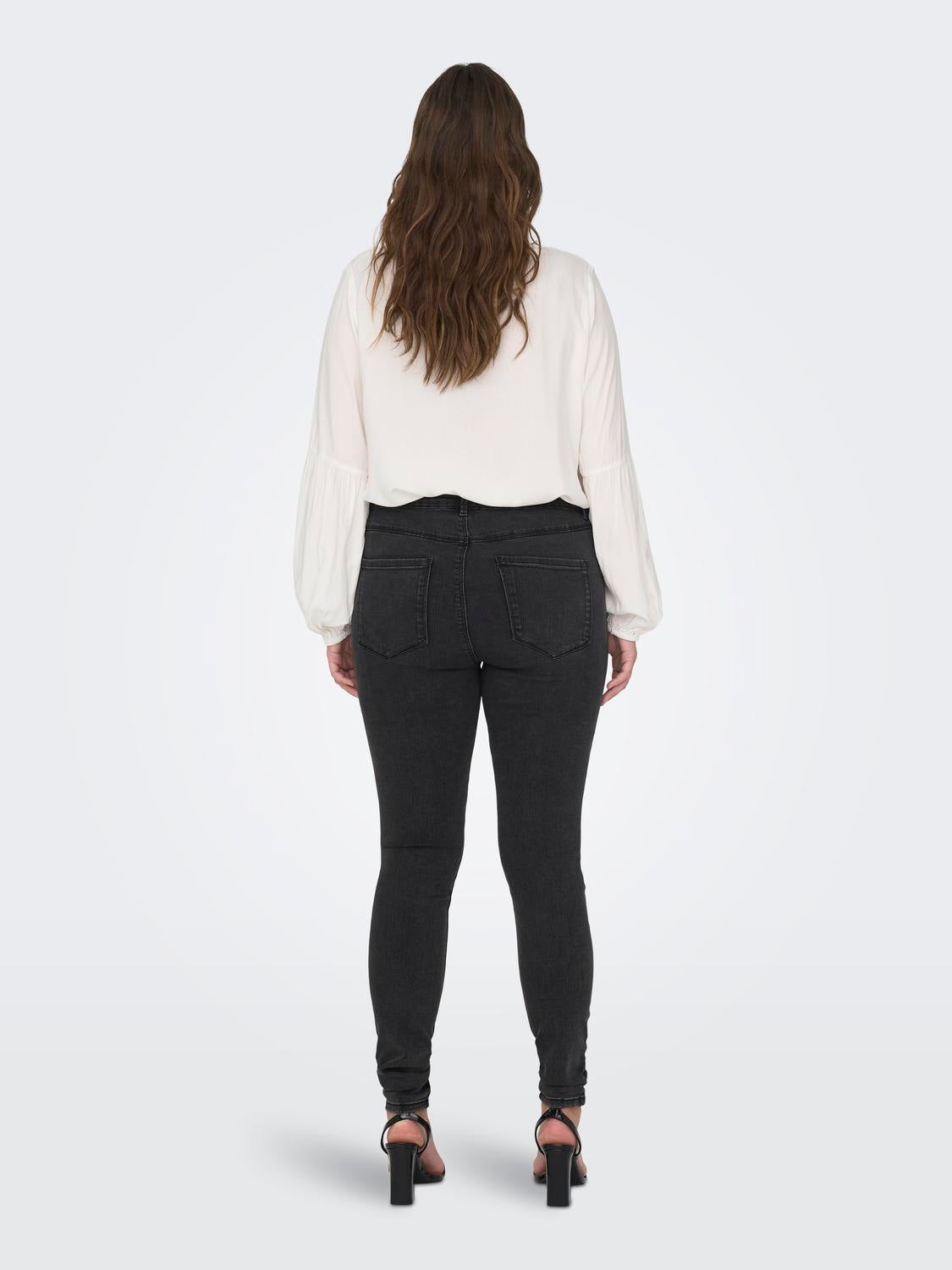 CARTHUNDER Mittlere Taille Skinny Fit Jeans Dark Grey Denim
