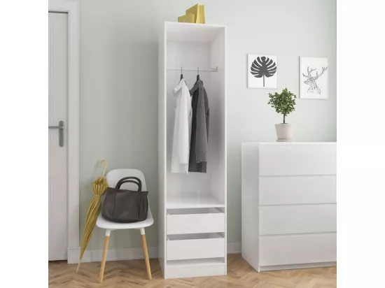 Garde-robe avec tiroirs Blanc brillant Bois d'ingénierie