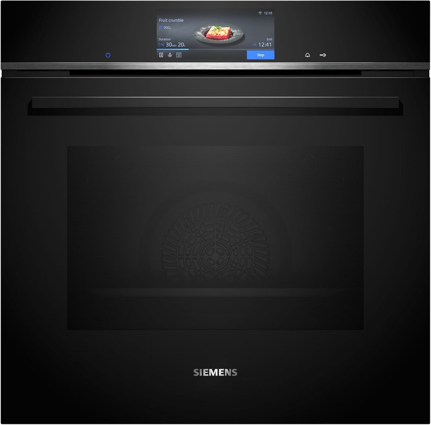Siemens HB778G3B1, iQ700 Smarter Einbau-Backofen, 60 x 60 cm, Made in Germany, Pyrolyse & Hydrolyse Selbstreinigung, Bratenthermometer, Air Fry, Farbiger Touchscreen, 4D Heißluft, Schwarz