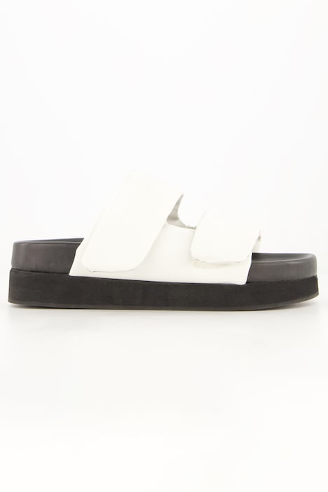 Leder-Pantolette, echtes Leder, breite Riemen, Weite H