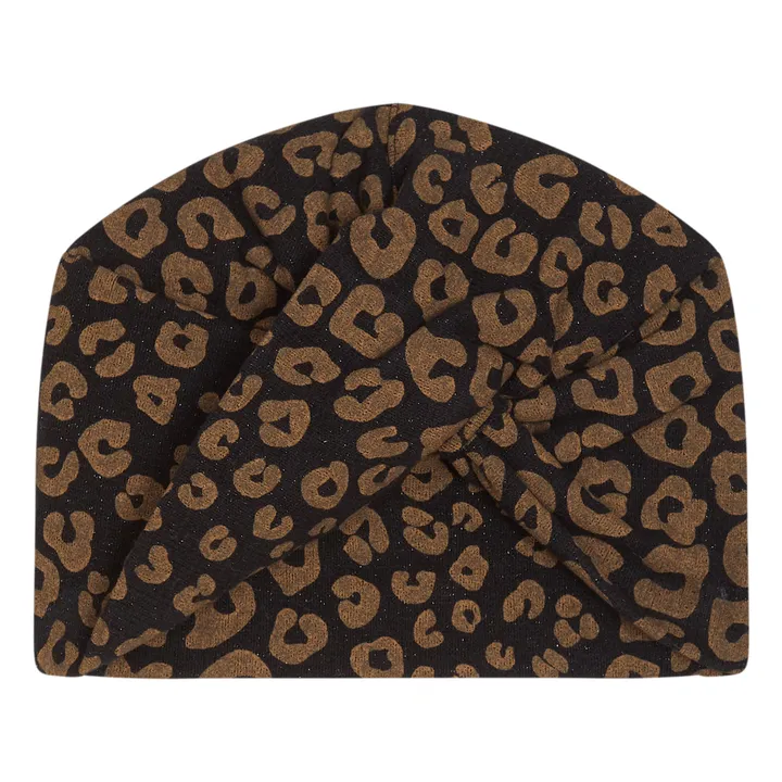 Zhoe & Tobiah Bonnet Turban Maille Lurex Léopard | Gris anthracite
