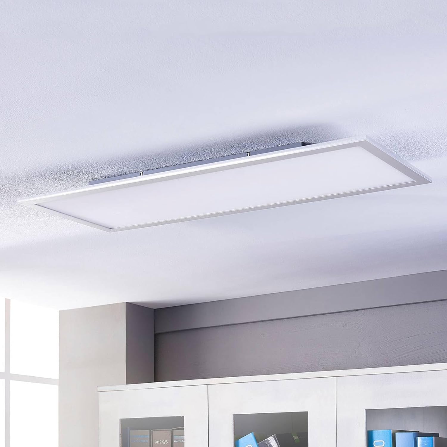 Lindby LED Panel Livel dimmbar mit Leselampe (Modern) in Alu (1 flammig,) - Bürolampe Deckenlampe Deckenleuchte Lampe Küchenleuchte