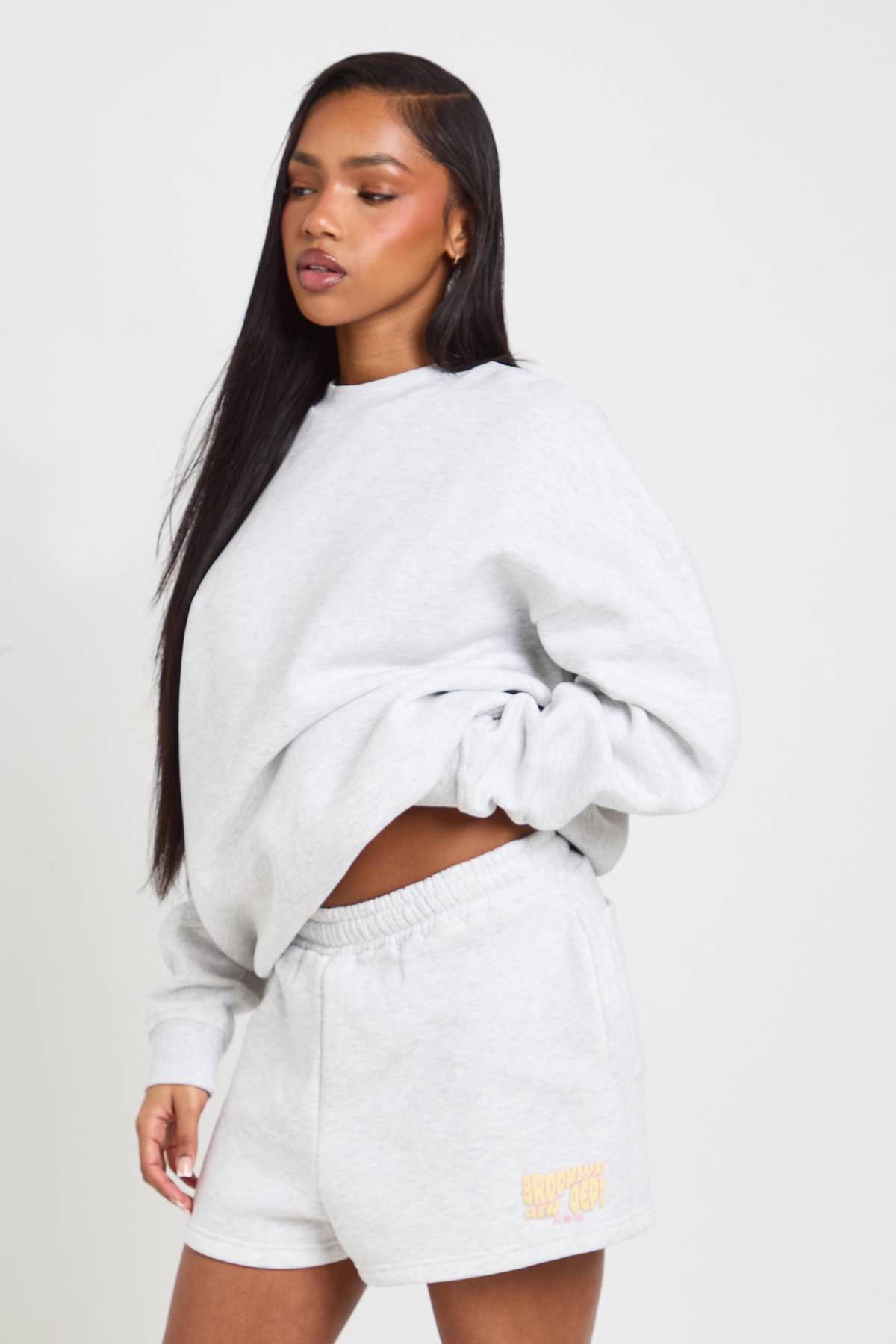 boohoo Ensemble Survêtement Sweat Et Short Impression Synthétiqueff Brooklyn Ath Dept