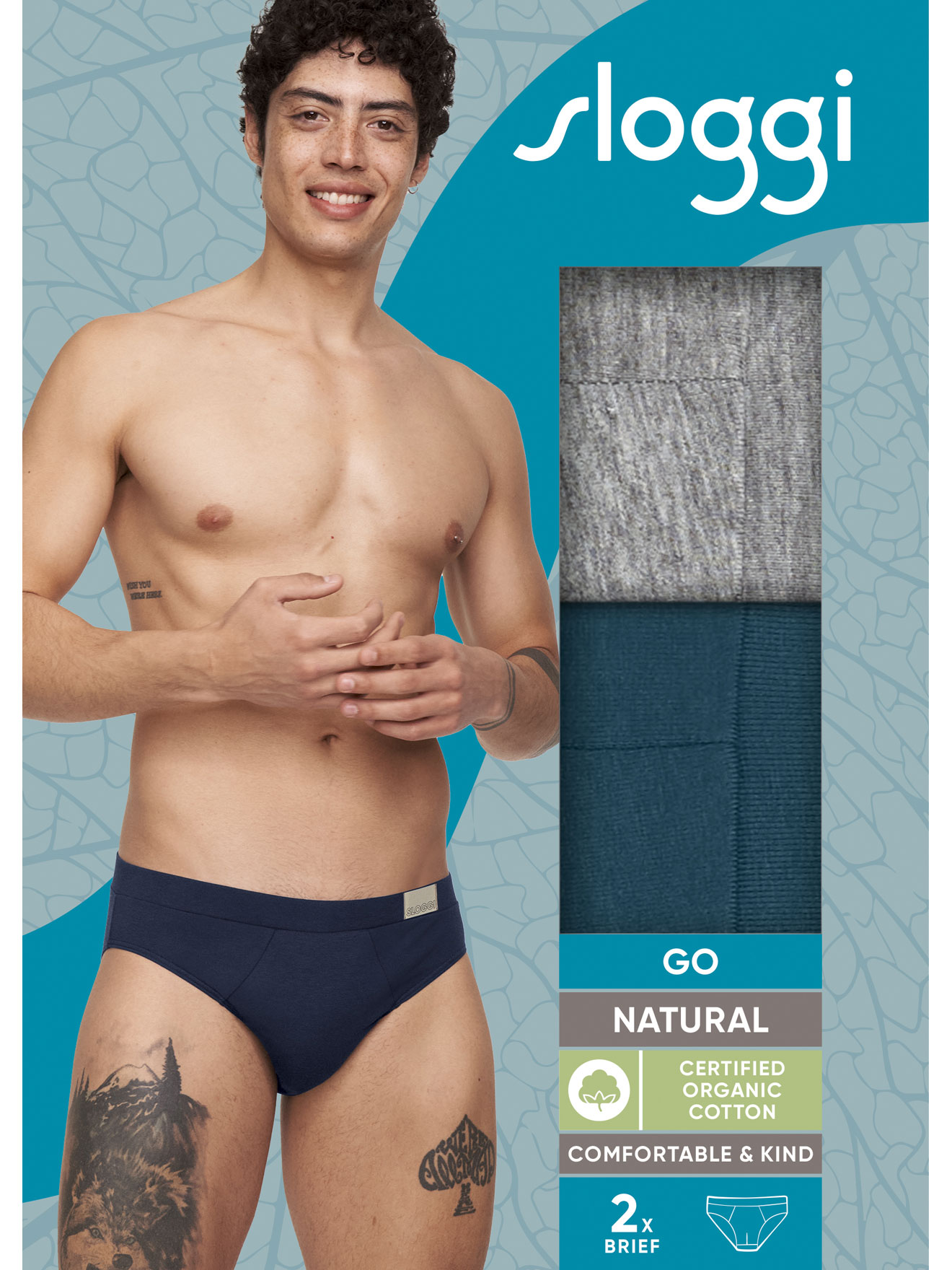 Lot de 2 slips midi GO Natural Brief
