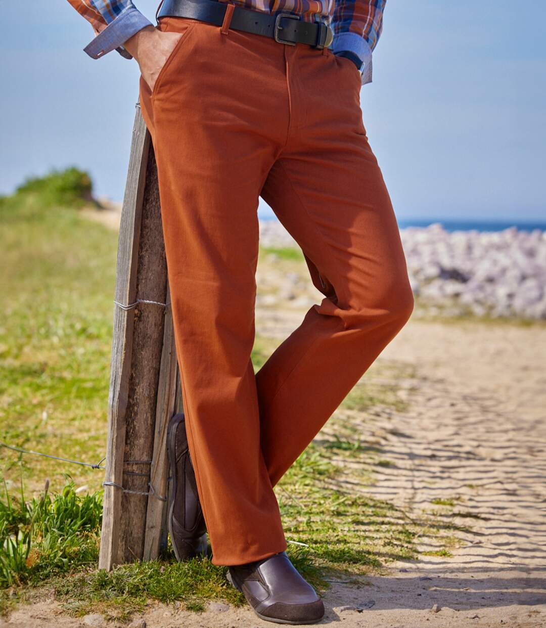 Pantalon Chino Stretch Brique