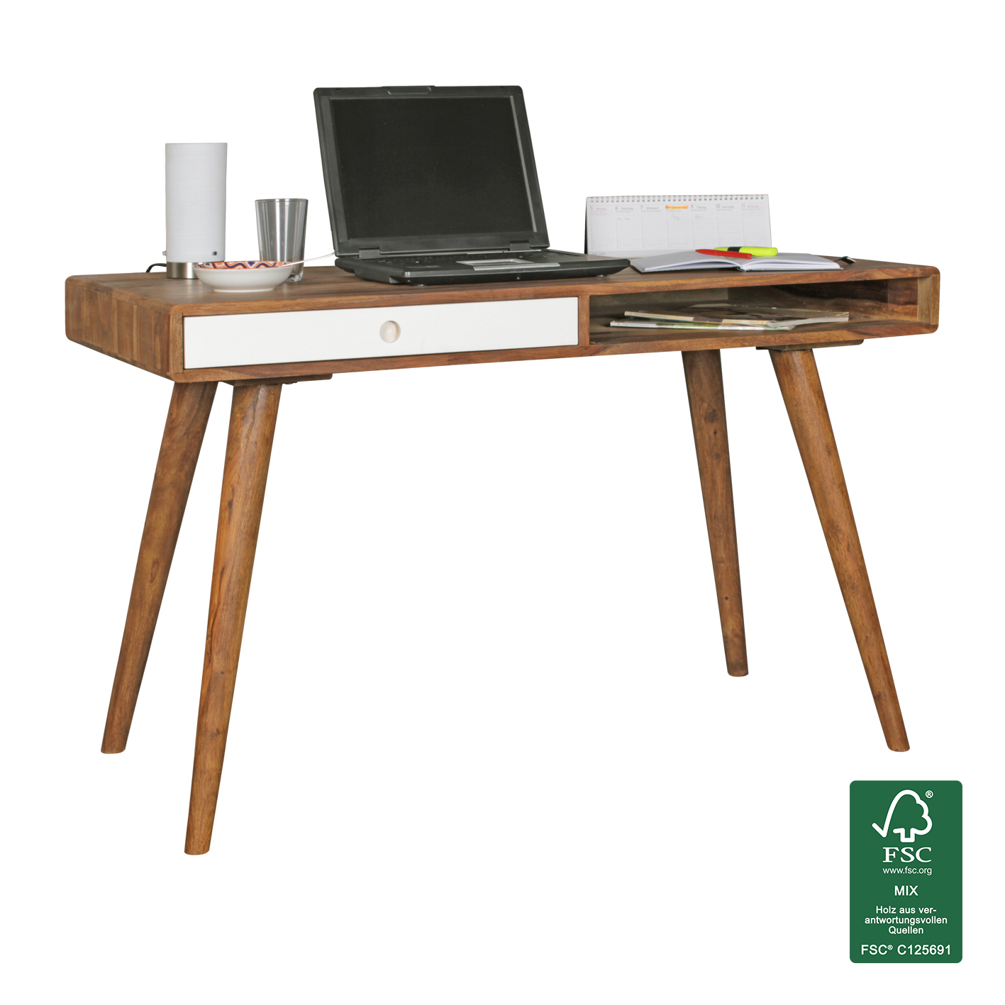 Schreibtisch - Sheesham massiv - 117x60 cm