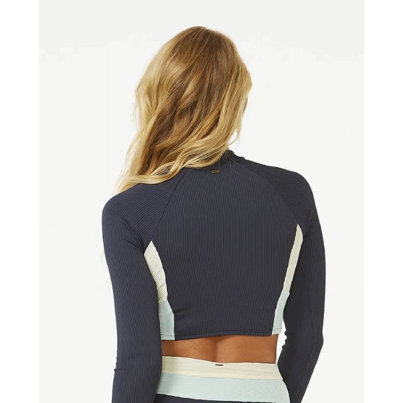 Block Party Spliced Crop Long Sleeve - Haut de bikini femme