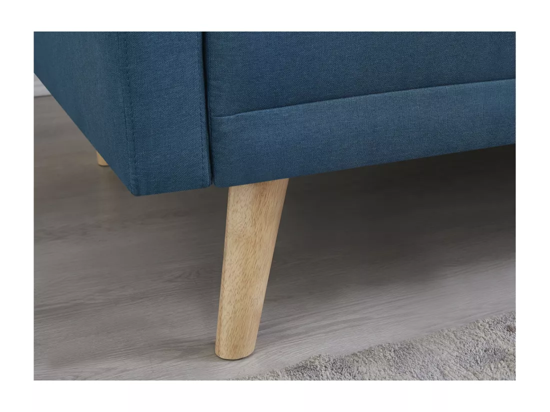 Canapé scandinave convertible 3 places tissu bleu canard WOODEN