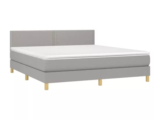 Sommier tapissier et matelas et LED Gris clair 180x200 cm Tissu