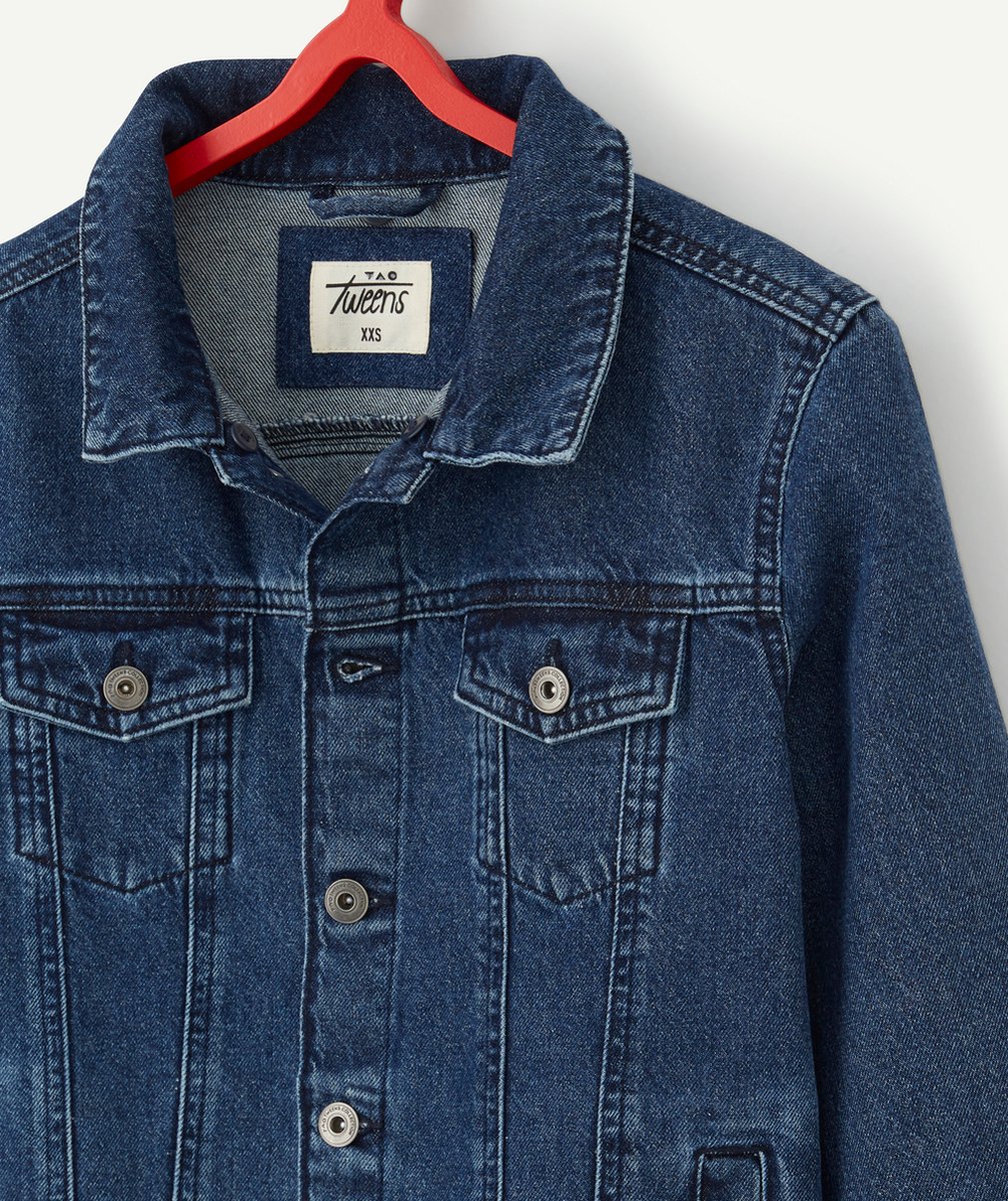 VESTE EN JEAN MIXTE AVEC COL EN BOUCLETTES AMOVIBLE