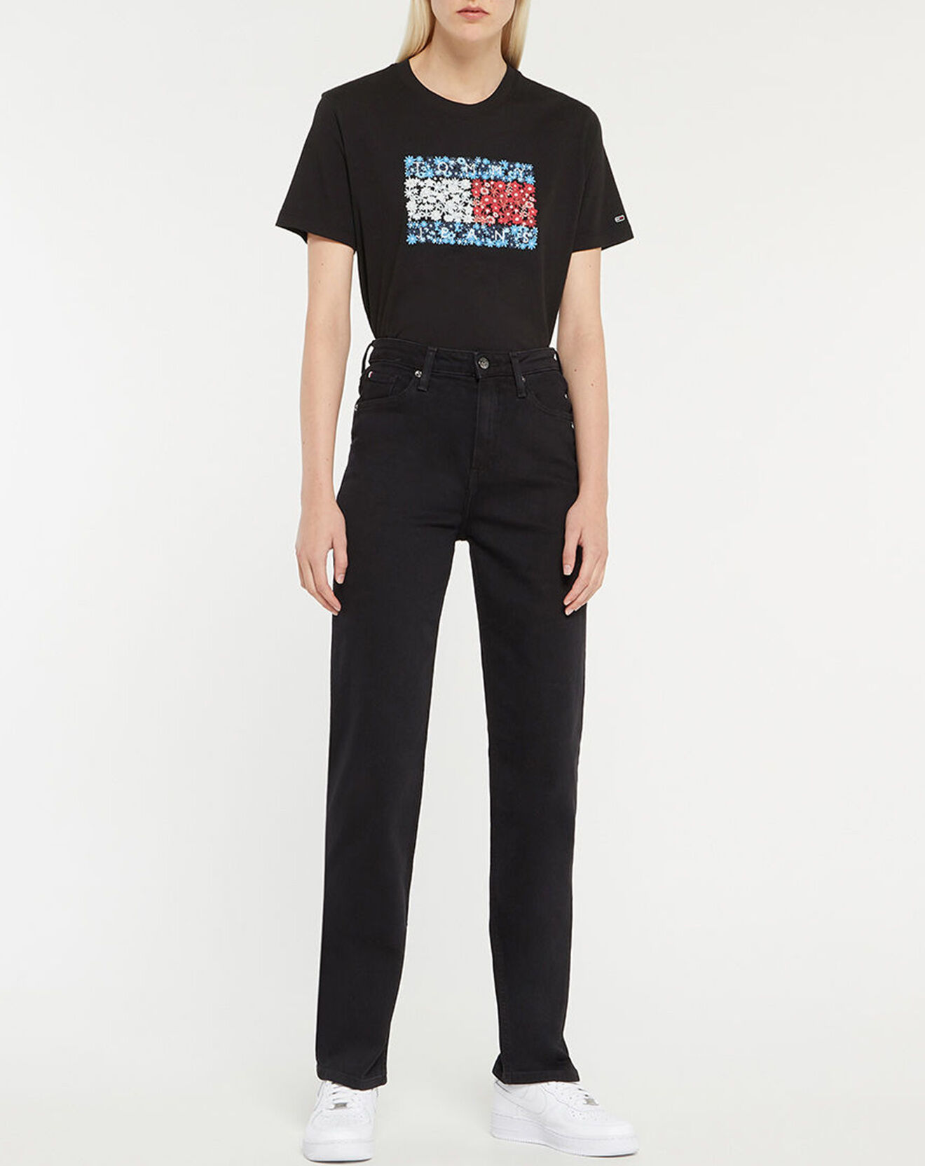 Tommy Jeans T-Shirt 100% Coton Bio Relaxed Flag noir