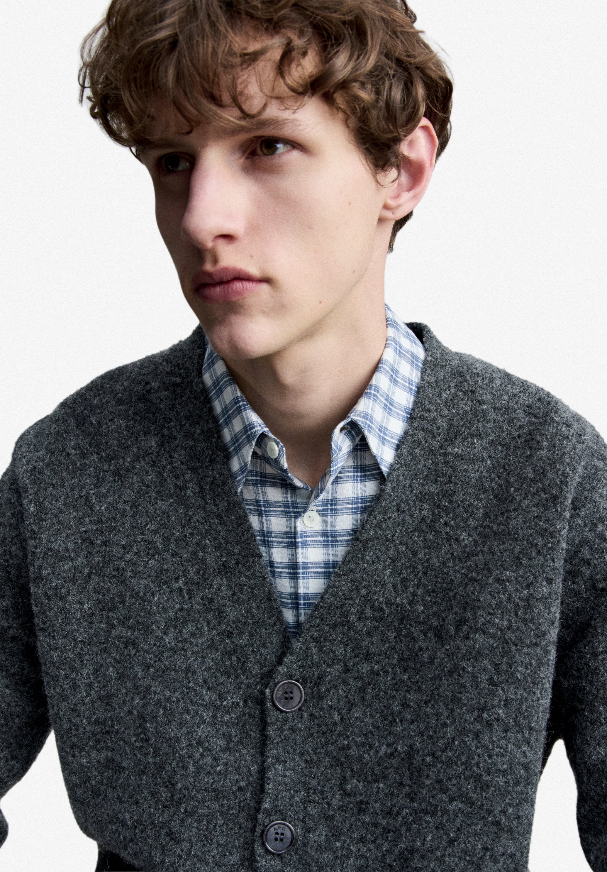 Cardigan gris anthracite en laine alpaga - Anthracite chine