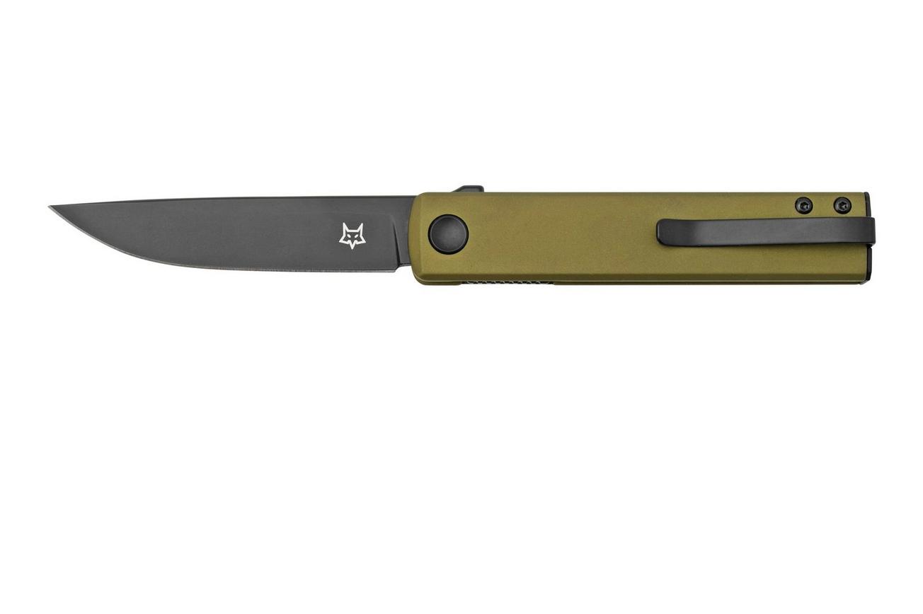 Fox Knives Chnops, FX-543 ALG, Green Aluminum, Black Becut zakmes, Riccardo Gobbato design