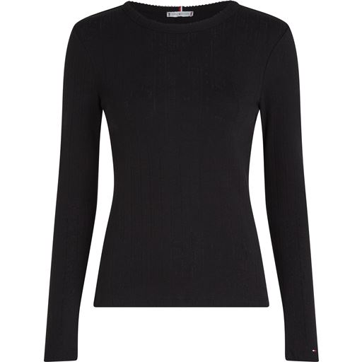 Tommy Hilfiger Slim Pointelle Langærmet T-shirt, Black, XL