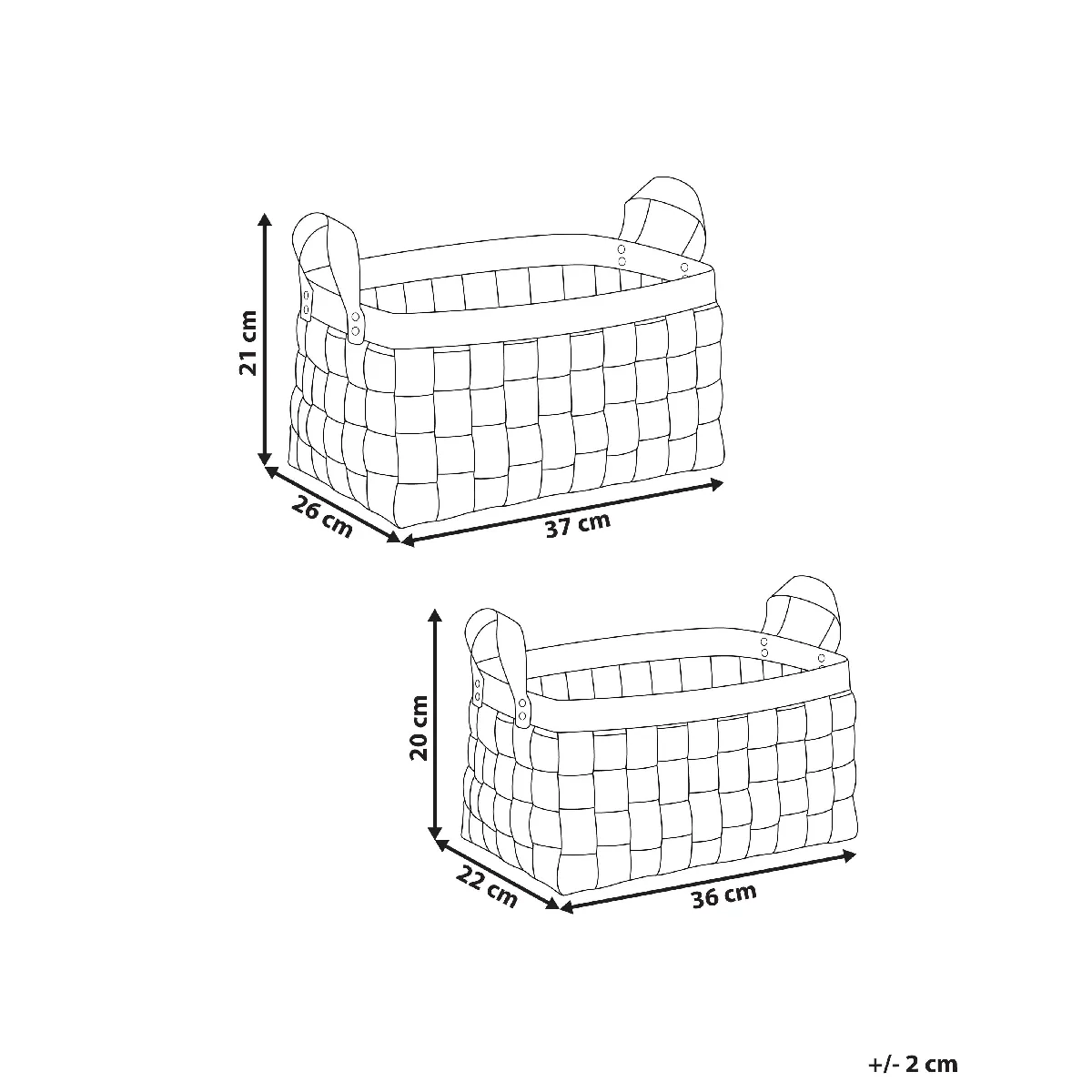 Beliani SIPPAR - Lot de 2 paniers en cuir PU blanc crème