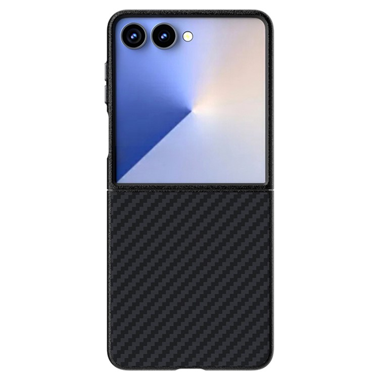 Samsung Galaxy Z Flip7 Hardcase Hülle im Carbon Leder Look - Schwarz