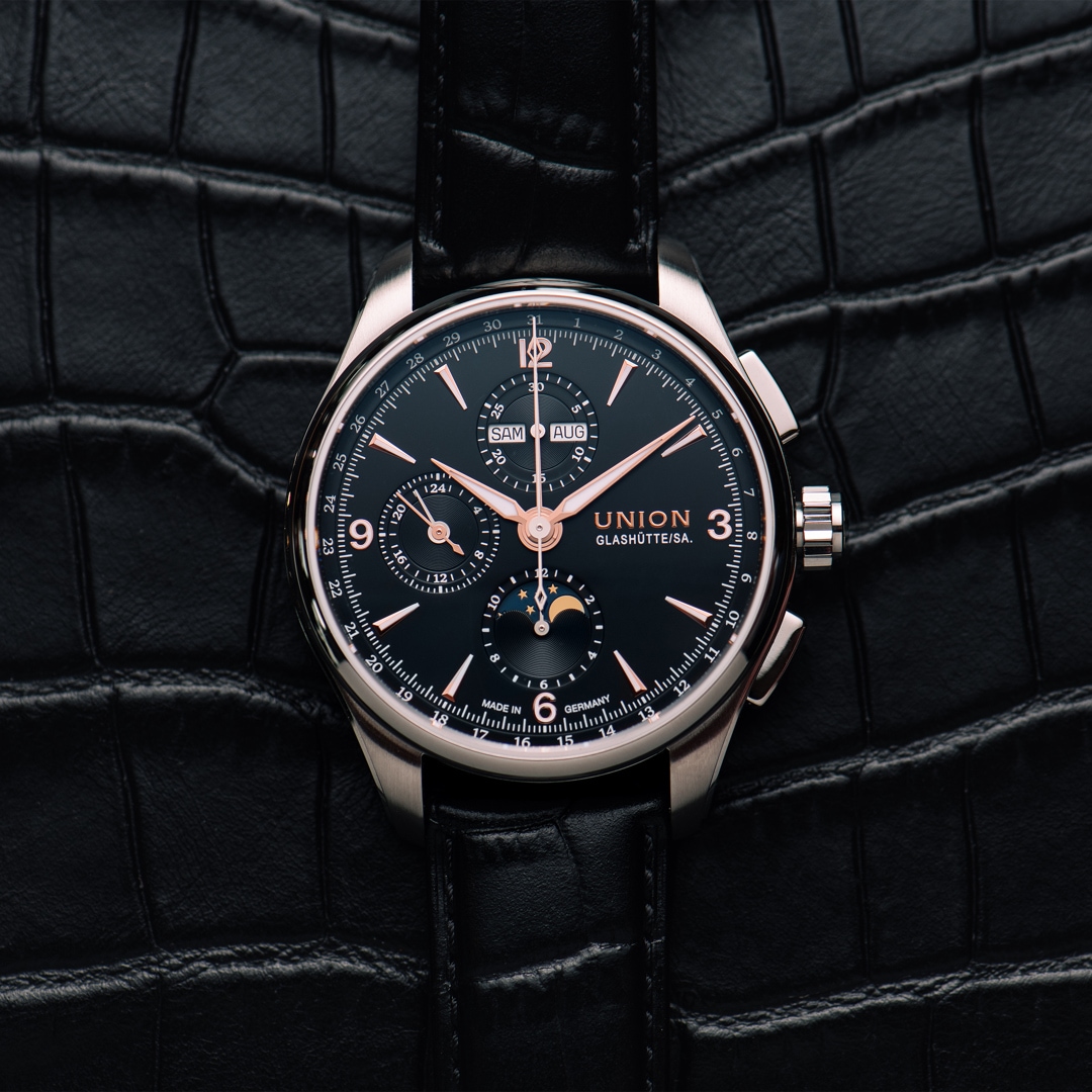 Union Glashütte Belisar Chronograph Mondphase Schwarz 42mm