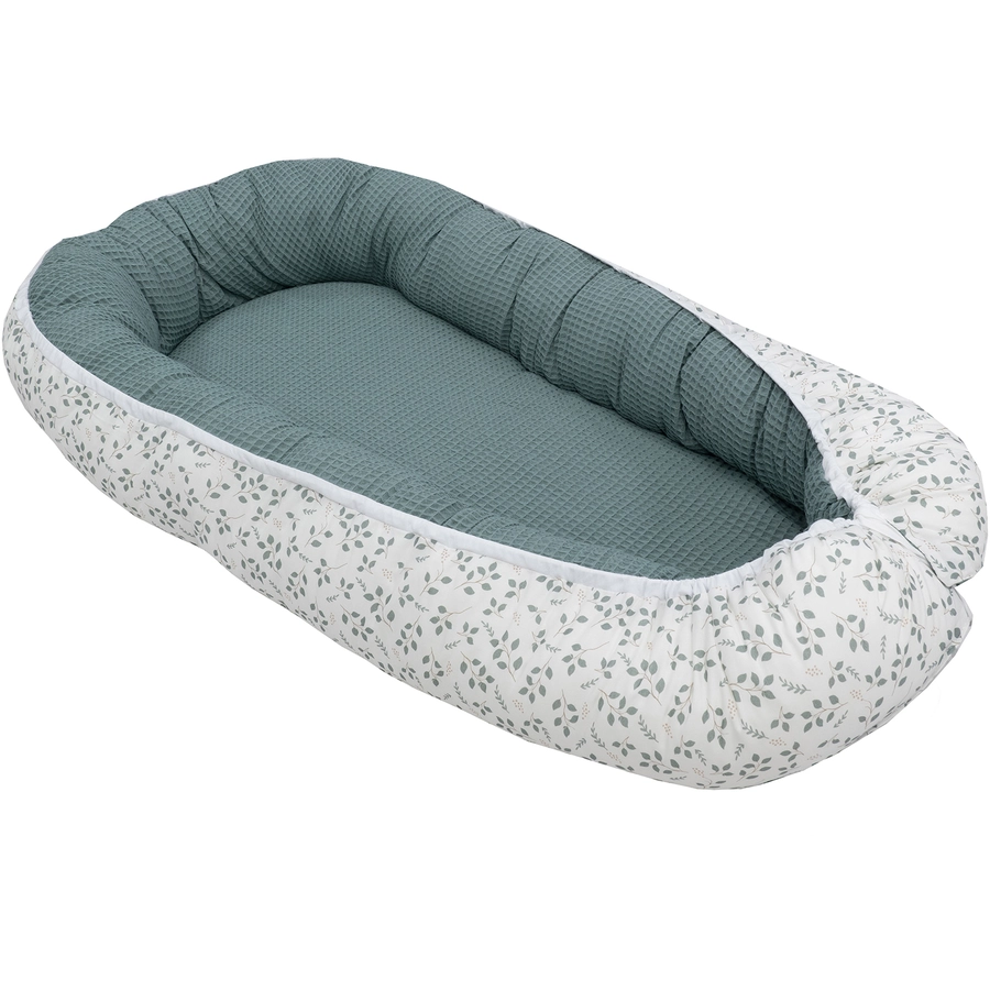 ULLENBOOM Babynest & Cocoon Waffel Motiv Floral Grün
