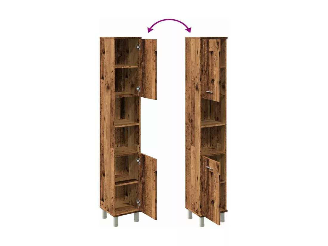 Armoire de salle de bain vieux bois 30x30x179cm bois ingénierie