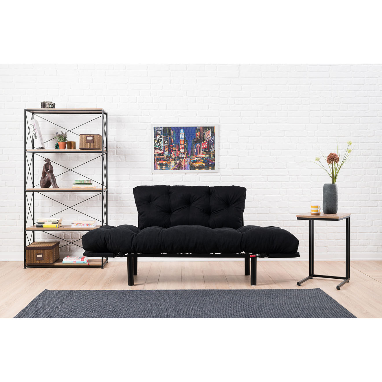 Atelier del Sofa Canapé 2 places convertible Nitta noir - 155x85x73 cm