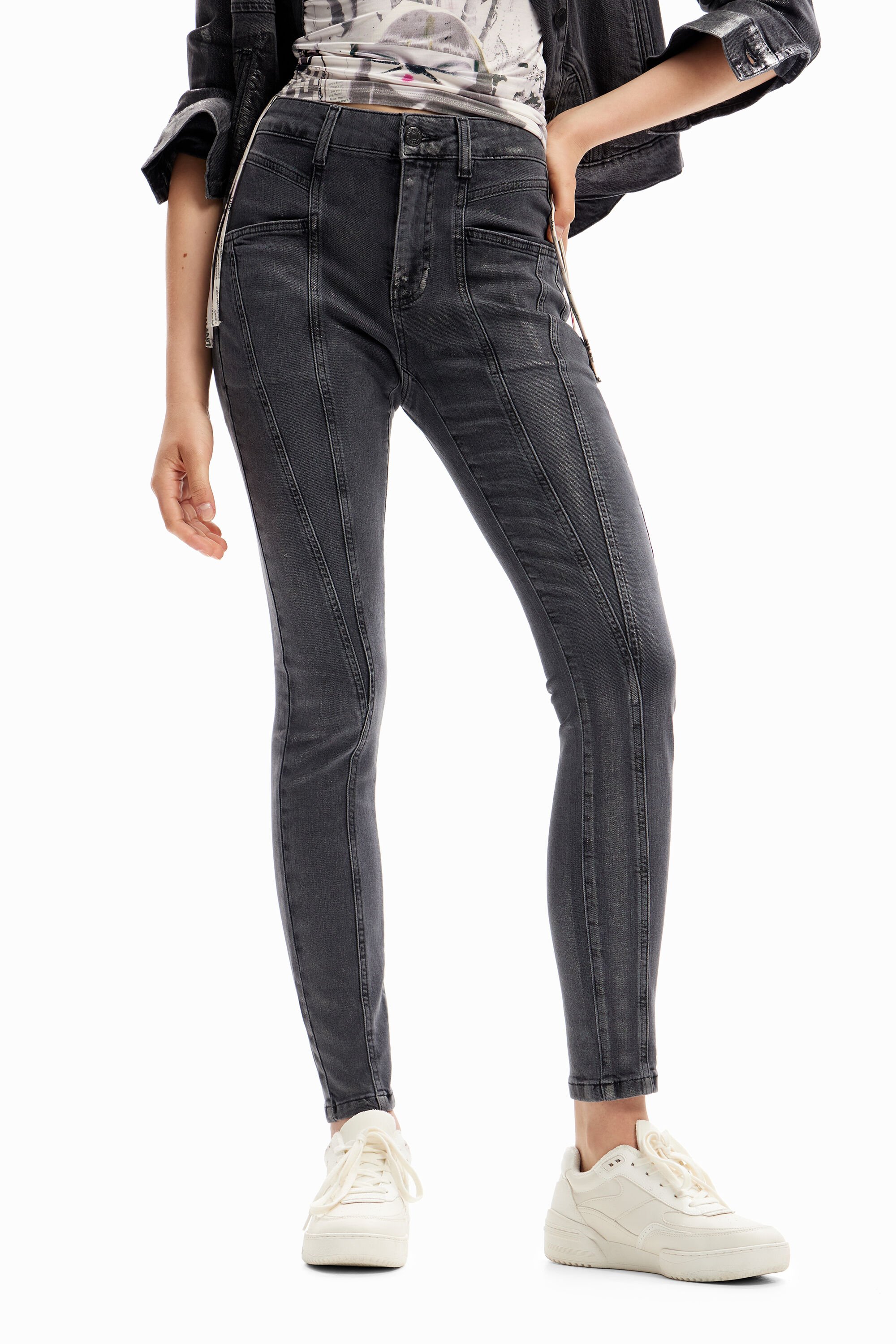 Jean skinny push-up métallisé
