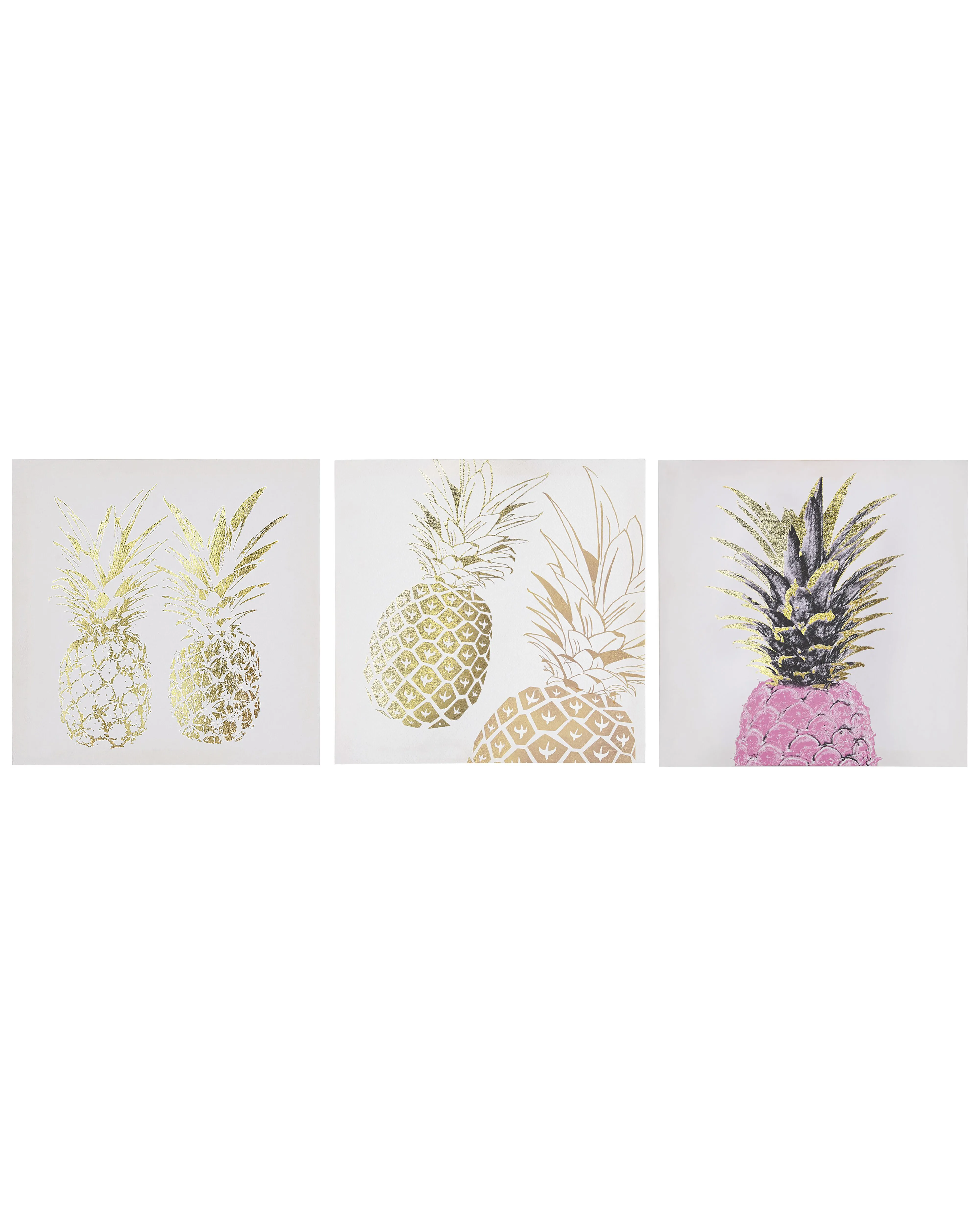 Set van 3 canvassen APESIKA Natuurlijk motief 30 x 30 cm Goud